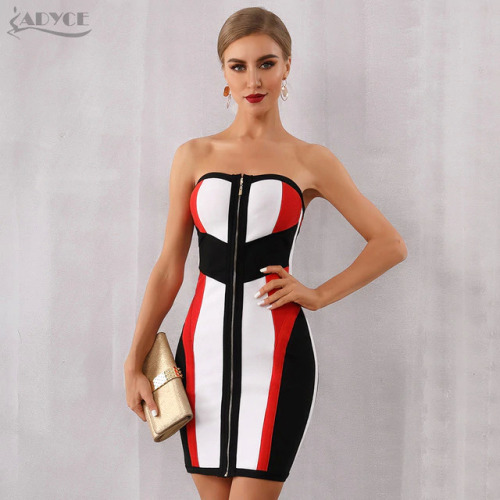 Adyce Bodycon Bandage Dress Women Vestidos Verano 2019 New Summer Strapless Midi Club Dress Runway Celebrity Evening Party Dress