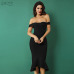 Adyce New Summer Bodycon Bandage Dress Women Vestido 2019 Black Apricot Slash Neck Elegant Celebrity Party Club Mermaid Dresses