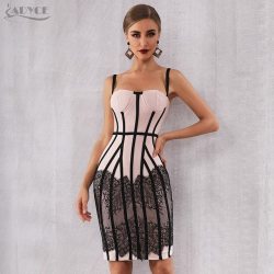 Adyce Sexy Summer Bandage Dress Women Vestido 2019 New Bodycon Lace Spaghetti Strap Club Dress Midi Celebrity Runway Party Dress