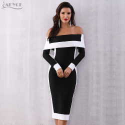 Adyce Sexy Summer Bodycon Bandage Dress Women Vestidos Verano 2019 New Long Sleeve Off Shoulder Club Dress Celebrity Party Dress