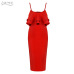 Adyce Women Bodycon Summer Bandage Dress 2019 Red Spaghetti Strap Vestidos Strapless Ruffles Midi Celebrity Evening Party Dress