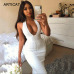 Articat Halter Backless Sexy Knitted Pencil Dress Women White Off Shoulder Long Bodycon Party Dress Elegant Summer Dress 2019