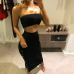 Articat Off Shoulder Bodycon Autumn Winter Dress Women 2019 Two Piece Knitted Buttons Split High Waist Christmas Dress Vestidos