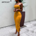 Articat Off Shoulder Bodycon Autumn Winter Dress Women 2019 Two Piece Knitted Buttons Split High Waist Christmas Dress Vestidos