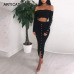 Articat Off Shoulder Long Sleeve Sexy Bodycon Dress Women Autumn Winter Two Piece Strapless Party Dresses Casual Sweater Dress