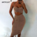 Articat Two Piece Sexy Pleated Party Dress Women Spaghetti Strap Backless Slinny Pencil Christmas Dress Casual Dress Vestidos