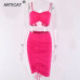 Articat Two Piece Sexy Pleated Party Dress Women Spaghetti Strap Backless Slinny Pencil Christmas Dress Casual Dress Vestidos