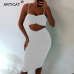 Articat Two Piece Sexy Pleated Party Dress Women Spaghetti Strap Backless Slinny Pencil Christmas Dress Casual Dress Vestidos