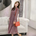 BGTEEVER Elegant Stand Collar Floral Print Women Dress Full Sleeve Elastic Slim Waist Chiffon Spring A-line Long Dress 2019