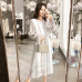 BGTEEVER Ruffles Polka Dot Women Chiffon Dress Elastic Waist Flare Sleeve Female Long Vestidos Retro A-line Women Dress 2019