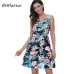 BHflutter 2018 Women Summer Dress Floral Print Sleeveless Casual Dress Tank Dress Cotton Short Retro Vintage Dresses Vestidos