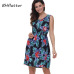 BHflutter 2018 Women Summer Dress Floral Print Sleeveless Casual Dress Tank Dress Cotton Short Retro Vintage Dresses Vestidos