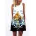 BHflutter Sleeveless Boho Beach Dress Women Floral Print Mini Summer Dress 2018 New A line Casual Chiffon Dresses Vestidos Mujer