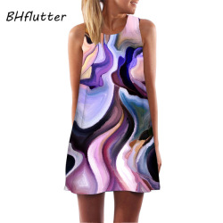 BHflutter Vestidos Verano 2018 Women Dress Floral Print Casual Chiffon Summer Dress Boho Style Beach Short Dress Mini Sundress