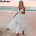 BeAvant v neck sexy lace summer dress women Strap button casual white dress female Streetwear backless midi dress vestidos 2018