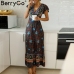 BerryGo Vintage floral print summer dress Ruffle sleeve sash sexy long dress Bohemian women dress holiday beach dress vestidos