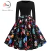 Black Winter Dress Women Polka Dot Patchwork Elegant Vintage Dress Long Sleeve Big Swing Plus Size Party Dresses Casual Chrismas