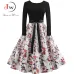 Black Winter Dress Women Polka Dot Patchwork Elegant Vintage Dress Long Sleeve Big Swing Plus Size Party Dresses Casual Chrismas