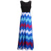Bohemian Style U Neck Tank Sleeveless Patchwork Colorful Wavy Print Blue Blending Ankle Length Dress Bohemian Style U Neck Tank Sleeveless Patchwork Colorful Wavy Print Blue Blending Ankle Length Dress