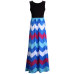 Bohemian Style U Neck Tank Sleeveless Patchwork Colorful Wavy Print Blue Blending Ankle Length Dress Bohemian Style U Neck Tank Sleeveless Patchwork Colorful Wavy Print Blue Blending Ankle Length Dress