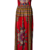 Bohemian V Neck Off The Shoulder Sleeveless Totem Printed Red Qmilch Ball Gown Ankle Length Dress Bohemian V Neck Off The Shoulder Sleeveless Totem Printed Red Qmilch Ball Gown Ankle Length Dress