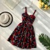 Boho 2019 Floral Print Vintage Spaghetti Strap Summer Mini Short Dress Party Polka Dot Casual Women Beach Holiday Retro Vestiods