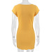 Button solid color package hip one-step dress sexy women's short sleeve dress #95127