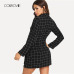 COLROVIE Black Plaid Shawl Collar Wrap Knot Workwear Autumn Shirt Dress Sexy Mini Dress 2019 Bodycon Vintage Women Dresses