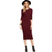 COLROVIE Burgundy Bodycon Dress Office Ladies Womens Dresses Autumn New Elegant Women's Dress Women 3/4 Sleeve Pencil Dress