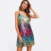 COLROVIE Colorful Sequin Party Club Dress Women Sexy A Line Mini Summer Cami Dresses Fashion Sleeveless V Neck Hot Dress