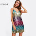 COLROVIE Colorful Sequin Party Club Dress Women Sexy A Line Mini Summer Cami Dresses Fashion Sleeveless V Neck Hot Dress