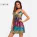 COLROVIE Colorful Sequin Party Club Dress Women Sexy A Line Mini Summer Cami Dresses Fashion Sleeveless V Neck Hot Dress