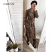 COLROVIE Mock Neck Snake Print Split Long Sleeve Sexy Dress Women Autumn Streetwear Party Dress Bodycon Casual Midi Dresses