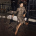 COLROVIE Mock Neck Snake Print Split Long Sleeve Sexy Dress Women Autumn Streetwear Party Dress Bodycon Casual Midi Dresses