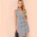 COLROVIE Plaid Work Wrap Button Pockets Vintage Dress V Neck Shirt Sexy Dress Women Autumn Elegant Mini Summer Dresses