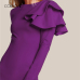 COLROVIE Purple One Side Tiered Ruffle Trim Party Dress 2018 Autumn Black Slim Elegant Bodycon Dress Long Sleeve Women Dresses