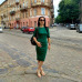 COLROVIE Work Summer Style Women Bodycon Dresses Sexy Casual Green Crew Neck Half Sleeve Midi Dress