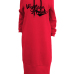 Casual Hooded Collar Letters Printed Red Polyester Mid Calf Dress Casual Hooded Collar Letters Printed Red Polyester Mid Calf Dress
