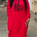 Casual Hooded Collar Letters Printed Red Polyester Mid Calf Dress Casual Hooded Collar Letters Printed Red Polyester Mid Calf Dress