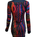 Casual Round Neck Long Sleeves Printing Milk Fiber Mini Dress Casual Round Neck Long Sleeves Printing Milk Fiber Mini Dress