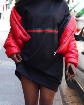 Casual Round Neck Striped Patchwork White Milk Fiber Cotton Blend Mini Dress