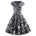 Casual Summer Dress Women  Short Sleeve Hepburn 50s 60s Vintage Elegant Swing Party Dresses Plus Size Floral Slim Vestidos