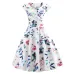 Casual Summer Dress Women  Short Sleeve Hepburn 50s 60s Vintage Elegant Swing Party Dresses Plus Size Floral Slim Vestidos