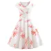 Casual Summer Dress Women  Short Sleeve Hepburn 50s 60s Vintage Elegant Swing Party Dresses Plus Size Floral Slim Vestidos