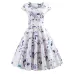 Casual Summer Dress Women  Short Sleeve Hepburn 50s 60s Vintage Elegant Swing Party Dresses Plus Size Floral Slim Vestidos
