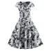 Casual Summer Dress Women  Short Sleeve Hepburn 50s 60s Vintage Elegant Swing Party Dresses Plus Size Floral Slim Vestidos