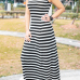 Casual U-shaped Neck Sleeveless Striped Cotton Blend A Line Floor Length Dress Casual U-shaped Neck Sleeveless Striped Cotton Blend A Line Floor Length Dress