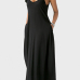 Casual V Neck Asymmetrical Black Blending Floor Length Dress Casual V Neck Asymmetrical Black Blending Floor Length Dress
