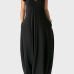 Casual V Neck Asymmetrical Black Blending Floor Length Dress Casual V Neck Asymmetrical Black Blending Floor Length Dress