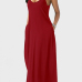 Casual V Neck Asymmetrical Wine Red Blending Floor Length Dress Casual V Neck Asymmetrical Wine Red Blending Floor Length Dress
